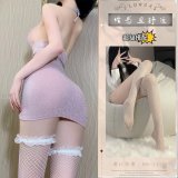 Pink and silver suit + white fishnet stockings