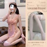 Pink (see-through maid dress set + boxer stockings)