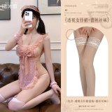 Pink (see-through maid dress set + lace stockings)