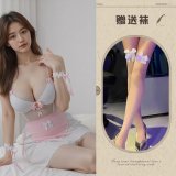 Pink and white suit + 085 white bow-tie stockings