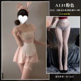 Pink suit + white open-crotch stockings