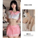 Pink and white fishnet stockings