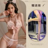 Pink and white fishnet stockings