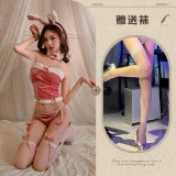Pink and white fishnet stockings