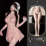 Pink and white brimless stockings