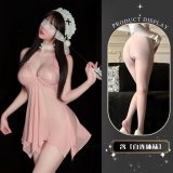Pink and white open-crotch socks