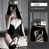 Seductive police uniform + matching hat + walkie-talkie