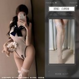 Pure and alluring bodysuit + white fishnet stockings