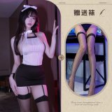 Pure white + black fishnet stockings
