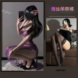 Purple and black lace stockings