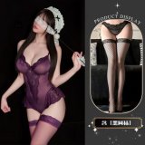 Purple and black fishnet stockings