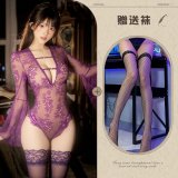 Purple and black fishnet stockings