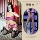 Purple and black fishnet stockings