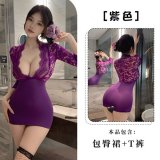 Purple dress + thong
