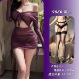Purple + matching garter stockings