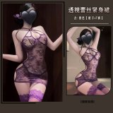 Purple [lace mini skirt + thong] purple stockings