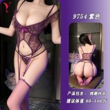 [Purple bodysuit + underwear] + matching stockings