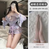 Purple floral print + white flat stockings