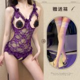 Purple and white stockings