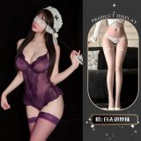 Purple and white lace stockings