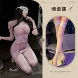 Purple and white stockings