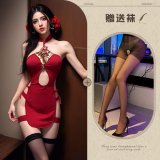 Cheongsam + Black Open Crotch Socks