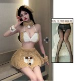 Plush bunny girl + black open-crotch stockings