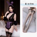 Cute bunny five-piece set + black fishnet stockings