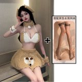 Plush bunny girl + black fishnet stockings