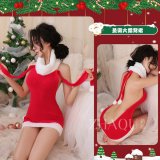 Red (backless dress) + white fishnet stockings