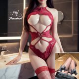 Burgundy and black bow-tie stockings