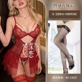 Red and black fishnet stockings