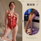 Red and black open-crotch socks