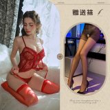 Red and black open-crotch socks
