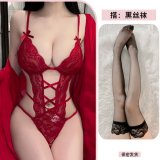 Red bodysuit + black stockings