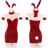 Red [Strapless dress + bunny ears + choker + 2 bracelets + T-shirt]