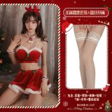 Red (Christmas reindeer outfit + lace stockings)