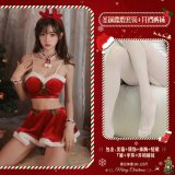 Red (Christmas reindeer outfit + open-crotch tights)