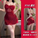 Burgundy suspender dress + matching suspender stockings
