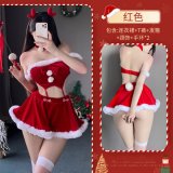 Red [Includes dress + thong + headband + necklace + 2 bracelets (pom-pom not detachable)] + matching socks