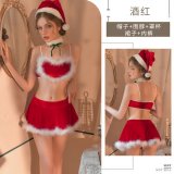 Red (hat + choker + bra + skirt + thong)