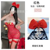 Red mesh skirt + red sequined headband