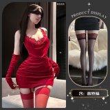 Crimson Night Banquet ~ + Red-Trimmed Mid-Length Stockings