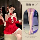 03 Red (including hair accessory) + white flat stockings