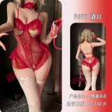 Burgundy bunny bodysuit + matching stockings