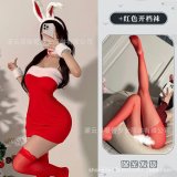Red suit + red open-crotch socks
