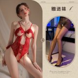 Red + Red Fishnet Stockings