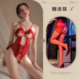 Red + Red Open Crotch Socks