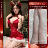 Red drawstring Christmas outfit + white princess stockings