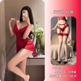 Red + matching suspender stockings